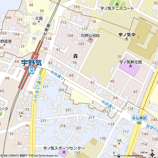 宇野気支店付近の地図